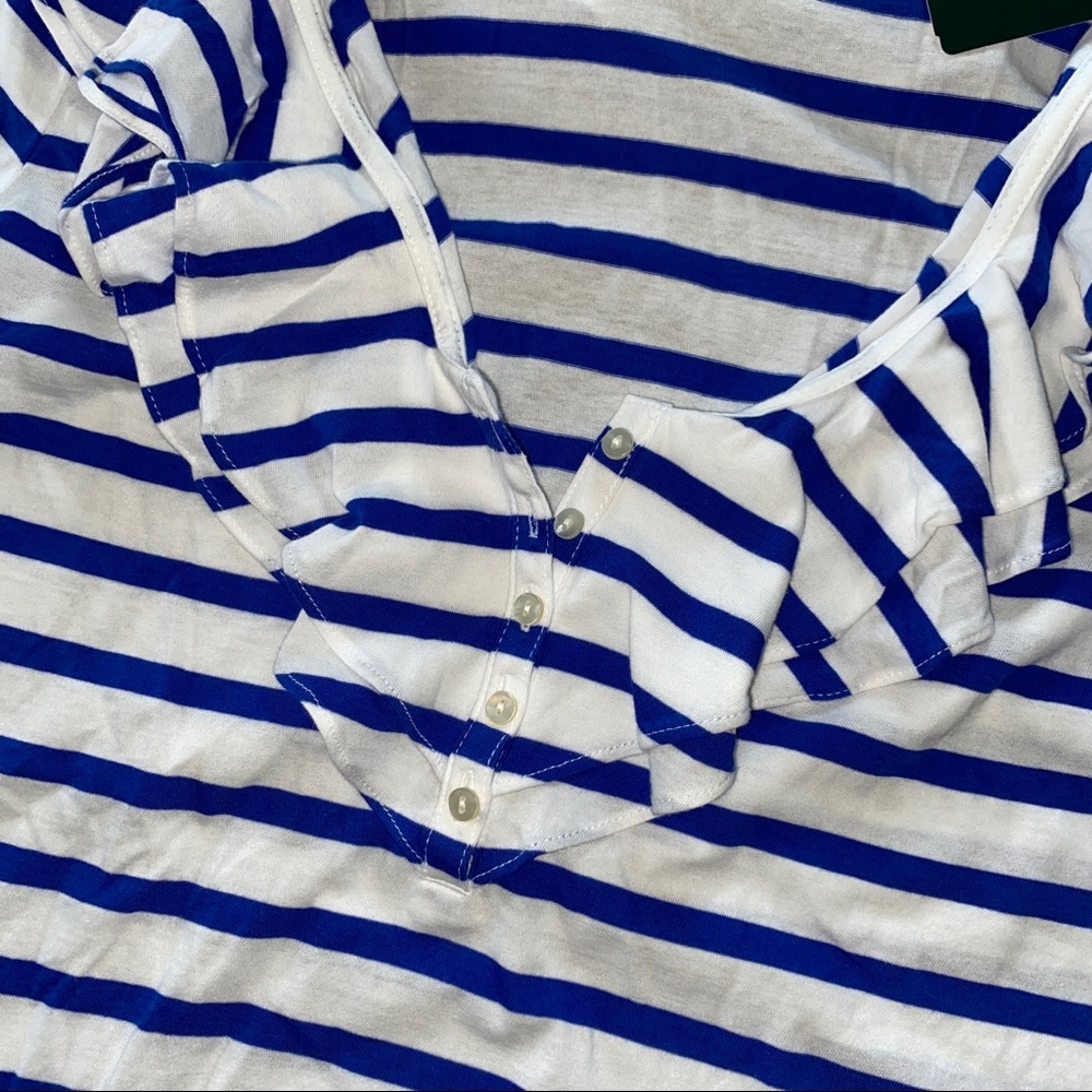 041. NWT Ralph Lauren Stripe Ruffle Button Top - Picture 5 of 10